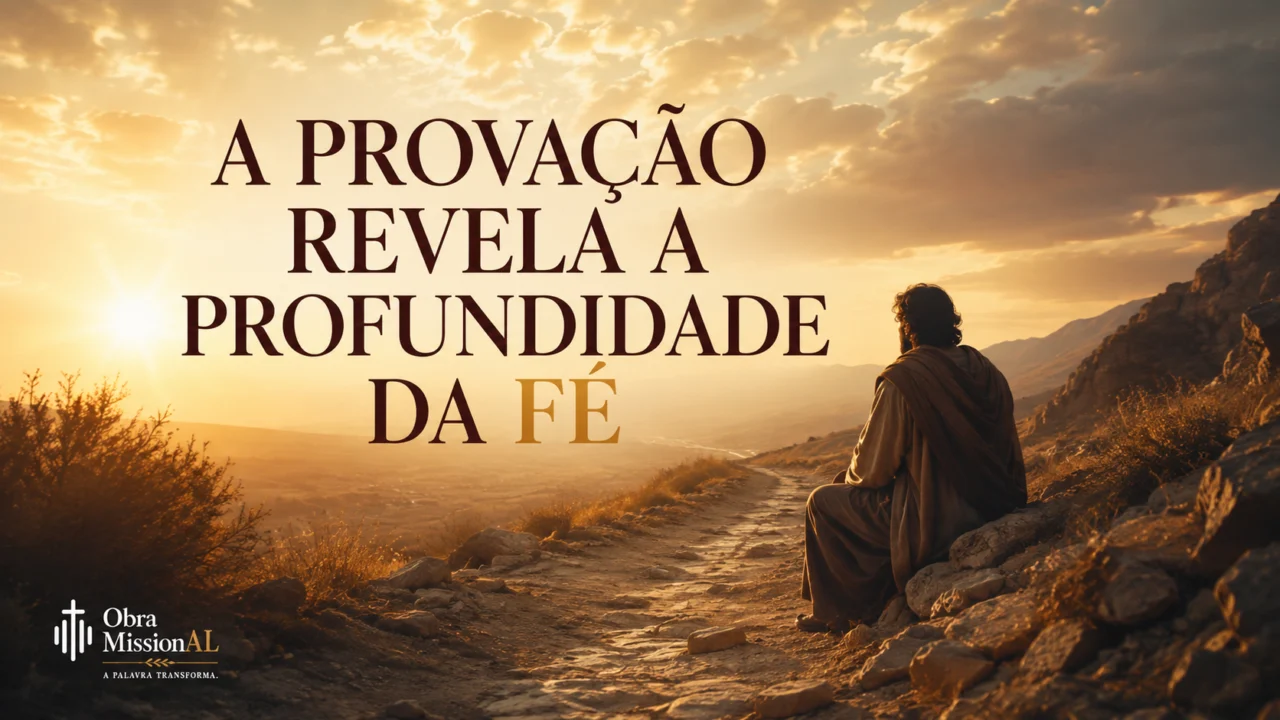 Pessoa sentada em uma paisagem montanhosa ao entardecer, representando a provação como processo de amadurecimento e fortalecimento da fé.