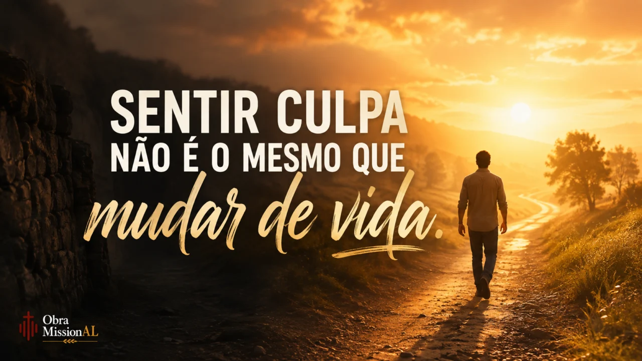 Pessoa caminhando de uma região escura em direção à luz, representando arrependimento, restauração e transformação de vida.