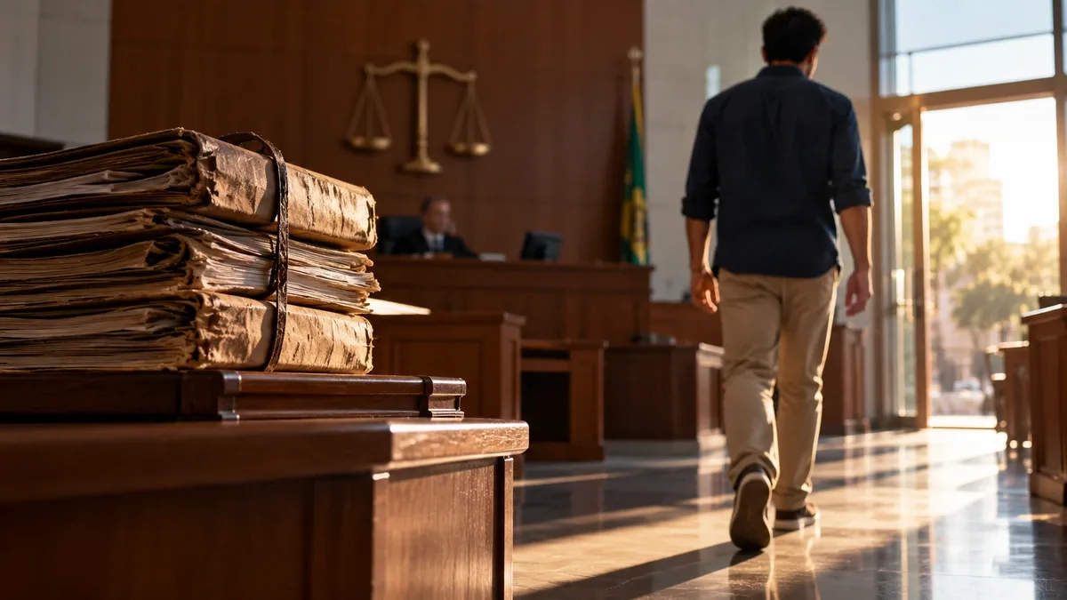 uma pessoa seguindo adiante depois de deixar um objeto pesado para trás.